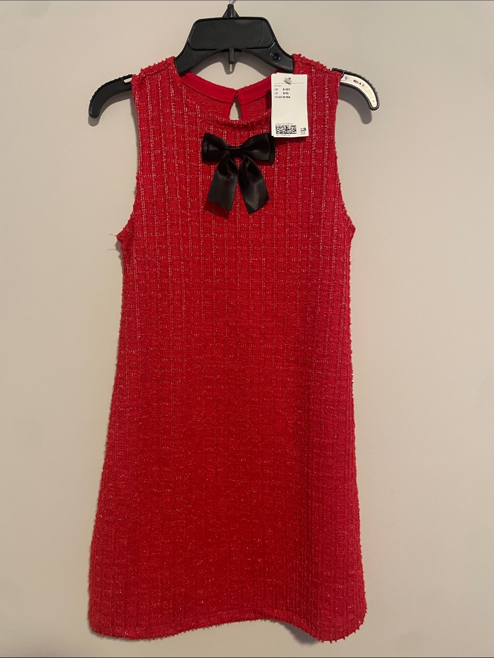 H&M Red Sleeveless Knit Dress with Black Bow Accent